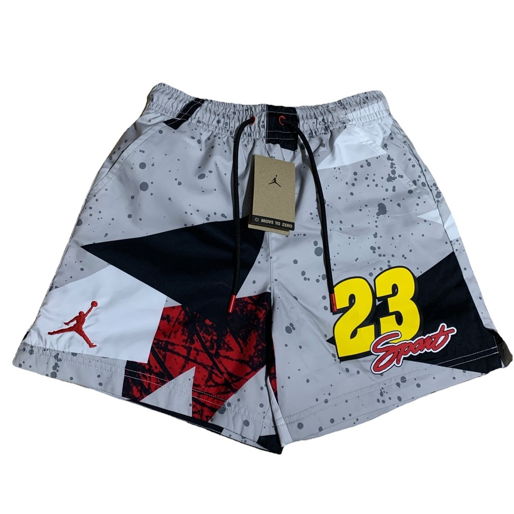 Jordan Mens Essentials‎ XS/ 5" Poolside Shorts Cement Grey-Fire Red IB8818-011